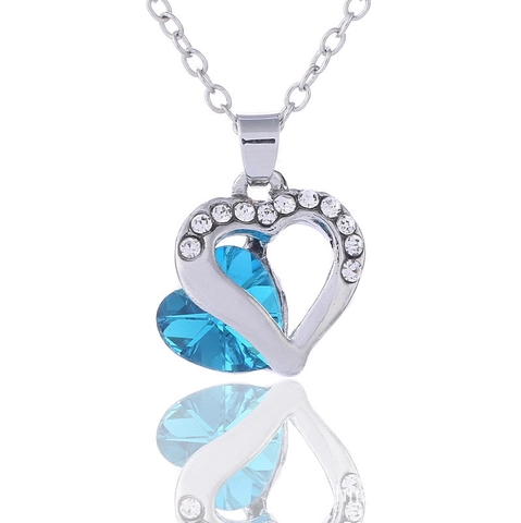 Exquisite Legierung Herz Anhänger Halskette Für Damen Elegante Ineinandergreifende Herzen Kristall Strass Mode Schmuck Geschenk