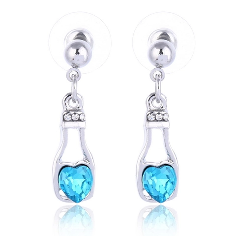 Kreative Legierung Flaschenform Ohrhänger Herz Glaskristall Eingelegte Strass Ohrringe Für Damen Mode Schmuck