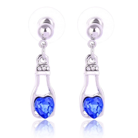 Kreative Legierung Flaschenform Ohrhänger Herz Glaskristall Eingelegte Strass Ohrringe Für Damen Mode Schmuck