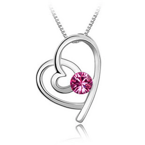 Mode Herz Legierung Strass Anhänger Halskette Für Damen Elegante Kristall Doppelherz Box Kette Schmuck Geschenk
