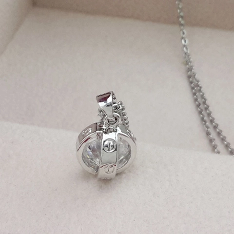 Eenvoudige Holle Bol Hanger Halsketting Zirkonia Koperen Ketting Verguld Schroefontwerp Vrouwen Sieraden Cadeau