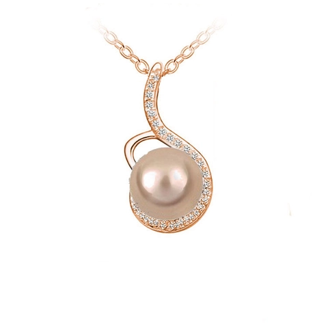 Elégant Collier Pendentif en S en Alliage avec Strass pour Femmes Imitation Künstliche Perle Incrustée Bijoux de Banquet Mariage