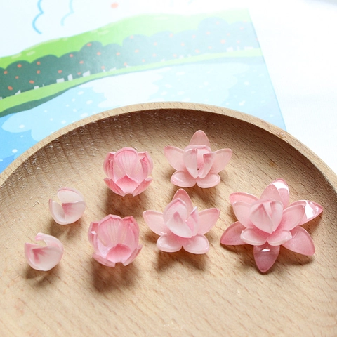 Simulazione 3D Fiore di Loto Foglia di Loto DIY Gioielli Componenti Stile Antico Forcina Accessori Plastica Resina Artigianato