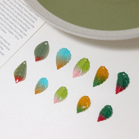 Vintage Acrylic Gradient Leaf Pendants For Handmade Hairpin Jewelry Making DIY Craft Botanical Floral Design Decorative Leaf Accessories