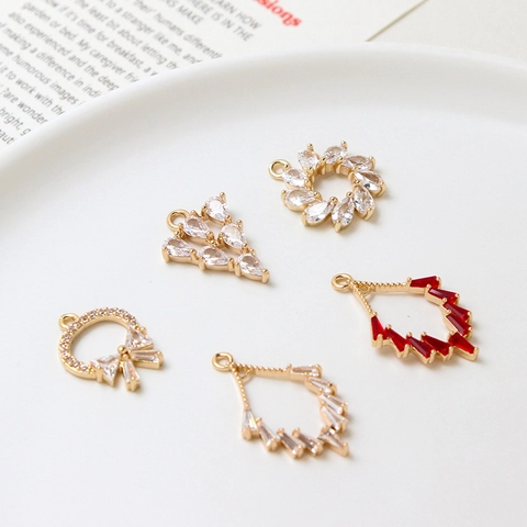 Copper Micro-inlaid Zirconia Hollow Rhombus Bowknot Pendants DIY Jewelry Accessories For Earring Necklace Making Gold Charm