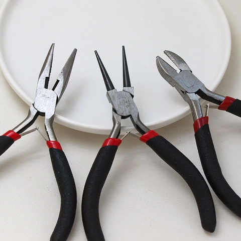 Mini Jewelry Making Pliers Carbon Steel Needle Round Nose Diagonal Cutters With Non-slip Handle For DIY Craft Beading Tool