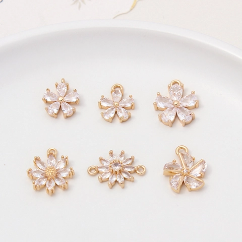Daisy Windmill Floral Copper Rhinestone Pendant For DIY Jewelry Making Earrings Bracelet Necklace Jewelry Accessories