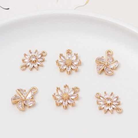 Daisy Windmill Floral Copper Rhinestone Pendant For DIY Jewelry Making Earrings Bracelet Necklace Jewelry Accessories