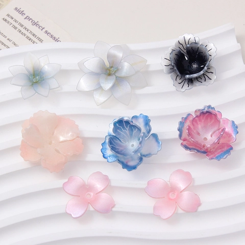 Ancient Style 3D Resin Flower Charms Gradient Lotus Sakura For DIY Jewelry Making Hairpin Accessories Handcraft Ornament
