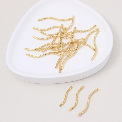Perline a Tubo Curvo a Forma di S in Rame Placcato Oro 18K Taglio Diamante per Creazione Gioielli Fai da Te Accessori Connessione