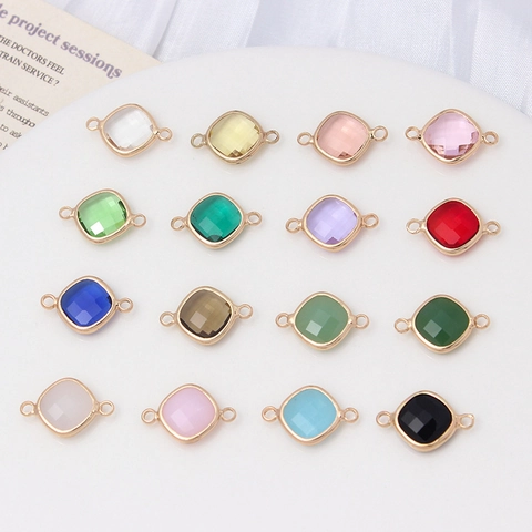 Connecteurs de Bijoux en Cuivre Losange Avec Strass Incrustés Pendentifs à Double Boucle Pour Bricolage Boucle Oreille Collier Bracelet