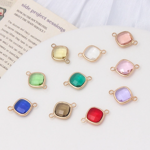 Connecteurs de Bijoux en Cuivre Losange Avec Strass Incrustés Pendentifs à Double Boucle Pour Bricolage Boucle Oreille Collier Bracelet