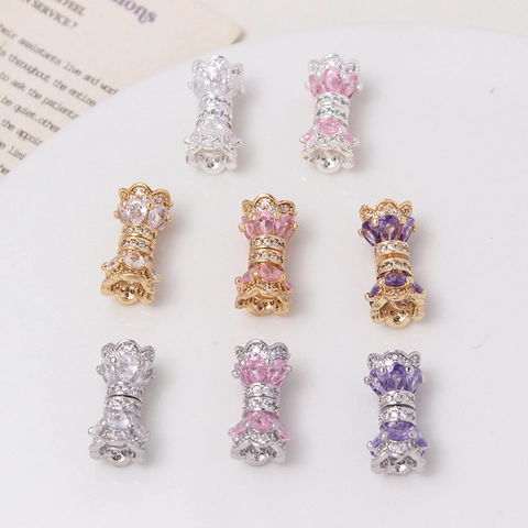 14K Gold Plated Copper Zircon DIY Screw Clasp Connector For Bracelet Necklace Jewelry Making Findings Accessories