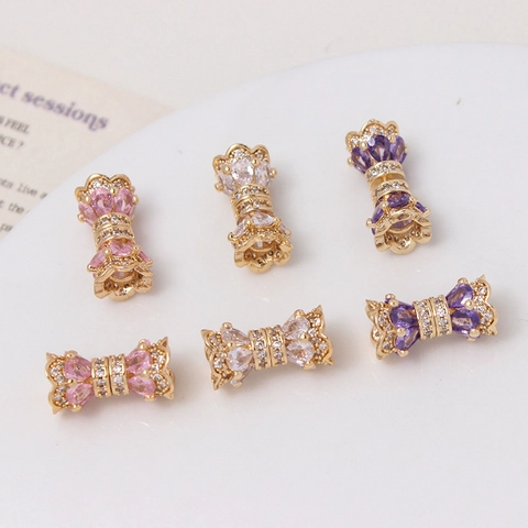 14K Gold Plated Copper Zircon DIY Screw Clasp Connector For Bracelet Necklace Jewelry Making Findings Accessories