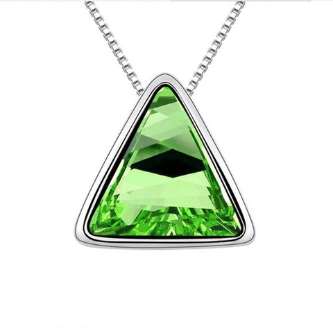 Fashion Triangle Crystal Pendant Necklace For Women Alloy Glass Rhinestone Geometric Jewelry With Box Chain Gift