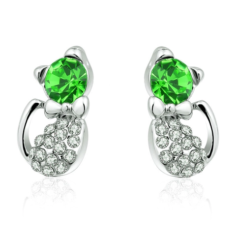 Süße Katze Ohrstecker Legierung Strass Kristall Eingelegt Tier Ohrringe Für Damen Mädchen Mode Schmuck Geschenk