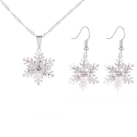 Koreanische Mode Schneeflocke Anhänger Halskette Und Haken Ohrringe Schmuck Set Kupfer Galvanisiert Strass Damen Weihnachtsgeschenk