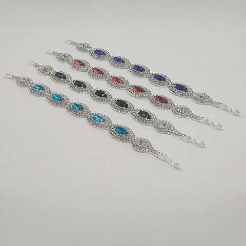 Exquisite Silver Plated Copper Claw Chain Rhinestone Bracelet For Women Marquise Cut Acrylic Gemstone Bridal Jewelry Bracelet