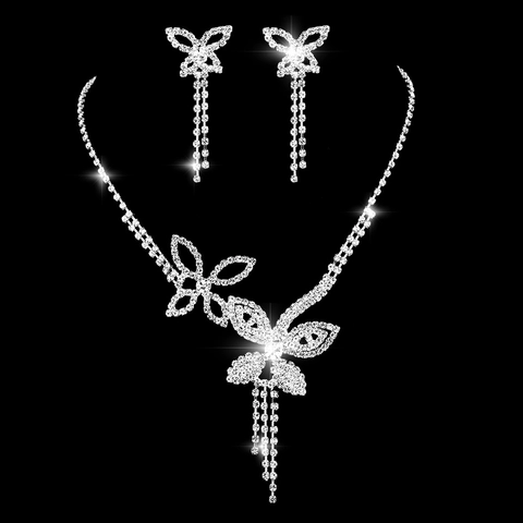 Luxus Legierung Strass Brautschmuck Sets Blumen Wassertropfen Anhänger Halskette Hängeohrringe Armband Hochzeit Party Damen