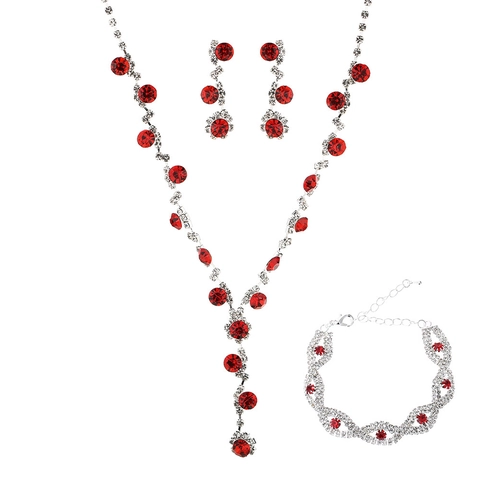 Luxus Kupfer Strass Schmuckset Für Damen Hochzeit Bankett Herz Wassertropfen Halskette Ohrringe Armband Accessoires