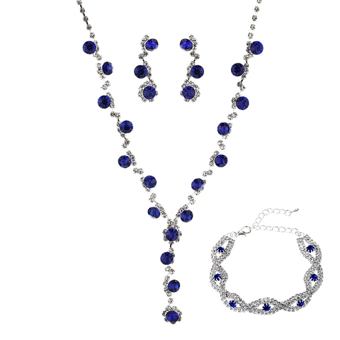 Luxus Kupfer Strass Schmuckset Für Damen Hochzeit Bankett Herz Wassertropfen Halskette Ohrringe Armband Accessoires