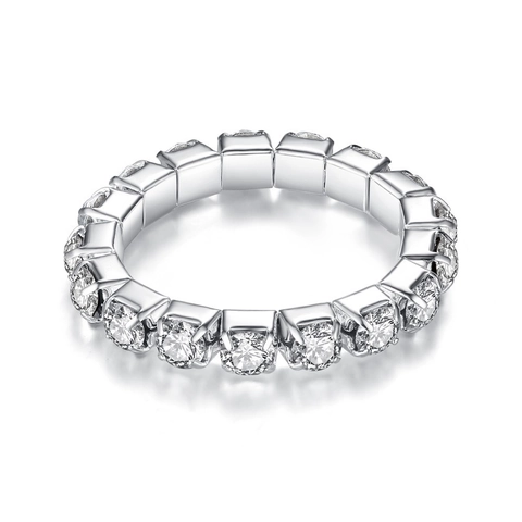 Koreanische Mode Kupfer Strass Ewigkeit Ring Für Damen Mehrreihige Elastische Stretch Fingerring Glänzende Party Schmuck Geschenk