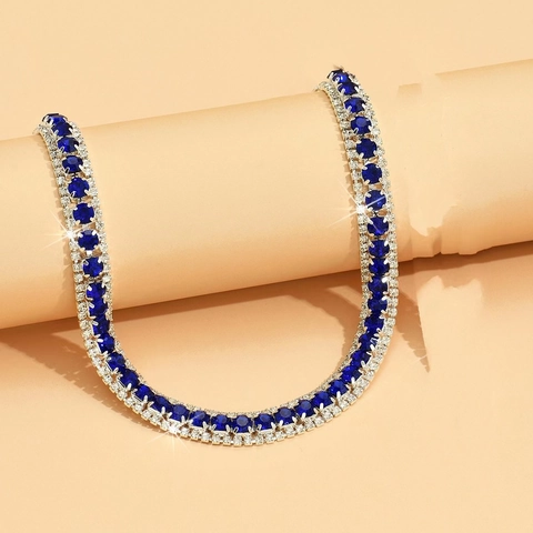 Luxus Kupfer Strass Mehrlagig Halsband Halskette Für Damen Funkelnde Kristall Edelstein Zweireihig Tennis Halskette Party Schmuck Geschenk