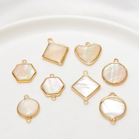 Kupfer Vergoldet Geometrisch Perlmutt Anhänger Für Schmuckherstellung DIY Ohrring Armband Halskette Verbinder Charm
