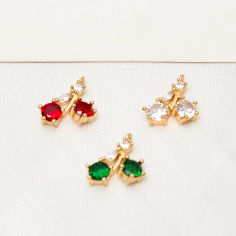 Copper Fruit Pendants Micro Paved Rhinestone For DIY Earrings Necklace Jewelry Making Cherry Watermelon Carrot Shapes Gold Plated Handcraft Accessories