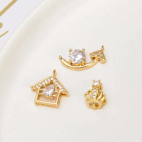 Copper Zirconia Crown House Heart Letter Bottle Pendants Only For DIY Jewelry Making Findings Necklace Earring Accessories