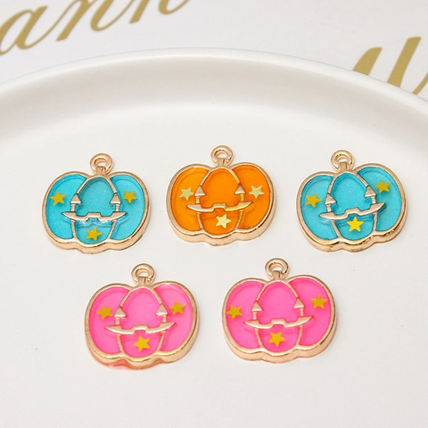 Halloween Pumpkin Alloy Drip Enamel Pendant DIY Jewelry Making Accessories For Earrings Necklace Crafting Supplies Women Gift