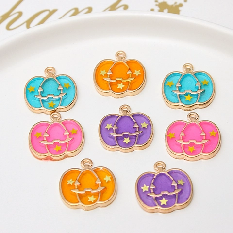 Halloween Pumpkin Alloy Drip Enamel Pendant DIY Jewelry Making Accessories For Earrings Necklace Crafting Supplies Women Gift