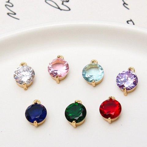 Runder Zirkonia Anhänger Kupfer Krallenfassung DIY Schmuck Anhänger Für Halskette Ohrring Herstellung Minimalistischer Schmuck