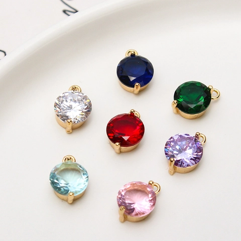 Runder Zirkonia Anhänger Kupfer Krallenfassung DIY Schmuck Anhänger Für Halskette Ohrring Herstellung Minimalistischer Schmuck