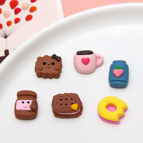 Miniature Cartoon Food Resin Patches Fries Beverage Biscuits For DIY Cream Glue Phone Case Hairpin Jewelry Finding Accessories