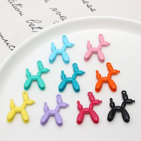 Alloy Cartoon Balloon Dog Pendants Lacquered Animal Charms For DIY Necklace Earrings Keychain Jewelry Making Accessories
