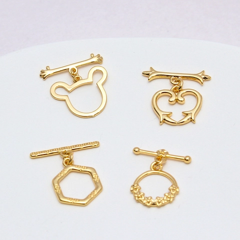 14K Gold Plated Copper Toggle Clasps For Jewelry Making Rhinestone OT Connectors For Necklace Bracelet DIY Findings