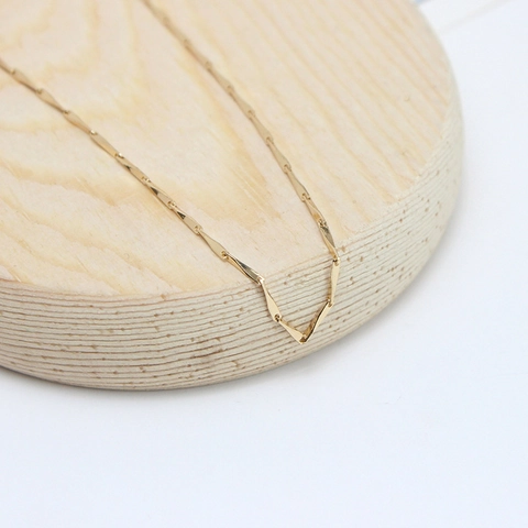 14K Gold Plated Copper Bamboo Style Accessory Chain For DIY Necklace Bracelet Jewelry Making Minimalist Bar Link Chain