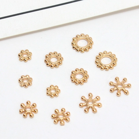 DIY Copper Gold Plated Snowflake Flower Star Spacer Beads For Jewelry Making Handmade Bracelets Necklaces Crafting Findings