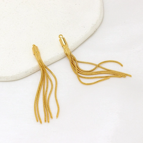 Gold Plated Copper Tassel Pendant Snake Bone Chain DIY Jewelry Findings For Earring Hairpin Making Vintage Accessory