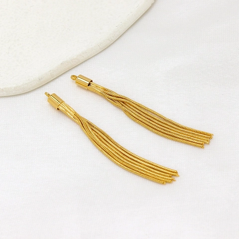 Gold Plated Copper Tassel Pendant Snake Bone Chain DIY Jewelry Findings For Earring Hairpin Making Vintage Accessory