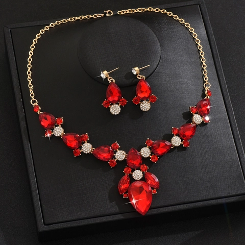 Collana In Lega Vintage Con Strass Taglio A Pera E Orecchini A Goccia Per Donna Matrimonio Festa Gioielli Da Banchetto