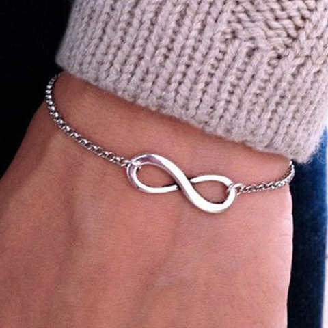 Minimalist Zinc Alloy Infinity Symbol Bracelet For Women Lucky Number Eight Adjustable Gold Silver Plated Chain Jewelry Gift