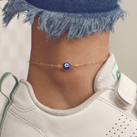 Legering Boze Oog Enkelbandje Voor Dames Goud Zilver Verguld Nazar Kraal Verstelbare Voetsieraden Zomer Strand Accessoire Cadeau