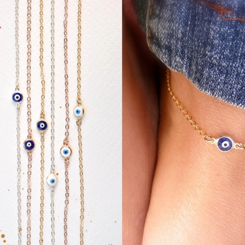 Legering Boze Oog Enkelbandje Voor Dames Goud Zilver Verguld Nazar Kraal Verstelbare Voetsieraden Zomer Strand Accessoire Cadeau