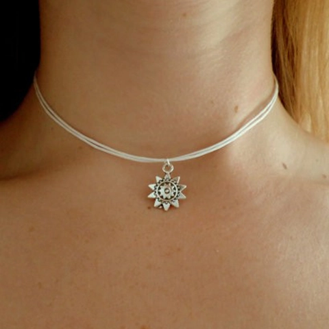 Böhmische Doppellagige Sonnenblume Hamsa Hand Anhänger Choker Halskette Vintage Samtband Halsschmuck Für Frauen Mode