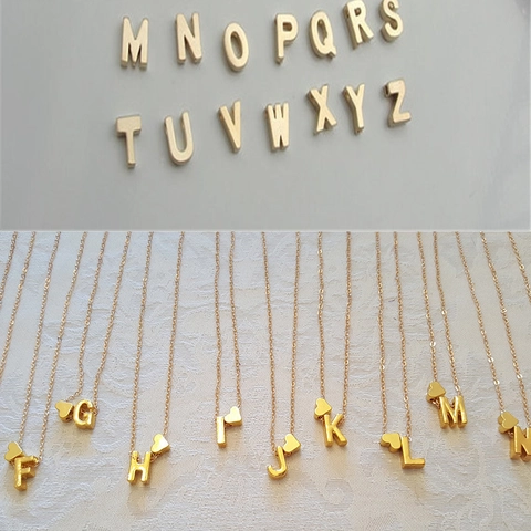 Elegante Zinklegering Hart Initialen Letter Hanger Halsketting Minimalistisch Goud Zilver Verguld Sleutelbeen Ketting Sieraden Vrouwen