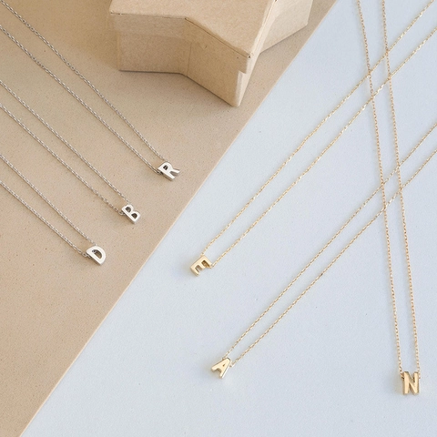 Minimalistische Zinklegering Initiële Letter A-Z Hanger Halsketting Voor Vrouwen Retro Goud Zilver Kleur Sieraden Cadeau