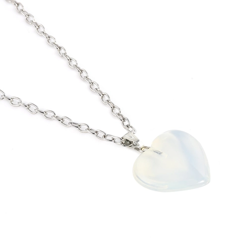 Collier Pendentif Cœur en Pierre Alliage Minimaliste pour Femme Quartz Rose Opalite Aventurine Verte Obsidienne Bijoux