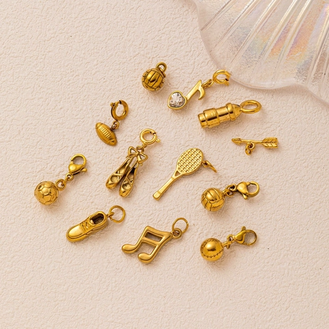 Roestvrijstalen Hanger Ketting Minimalistisch Mode Verguld Muzieknoot Sport Bal Bedeltje Accessoire Sieraden Unisex